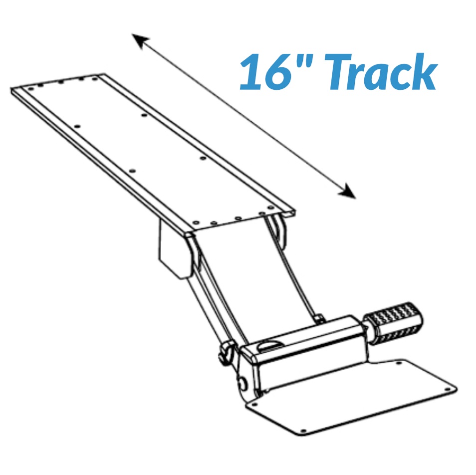 16" Track - For desks with minimum of 16.5" clearance from front to back under the desktop